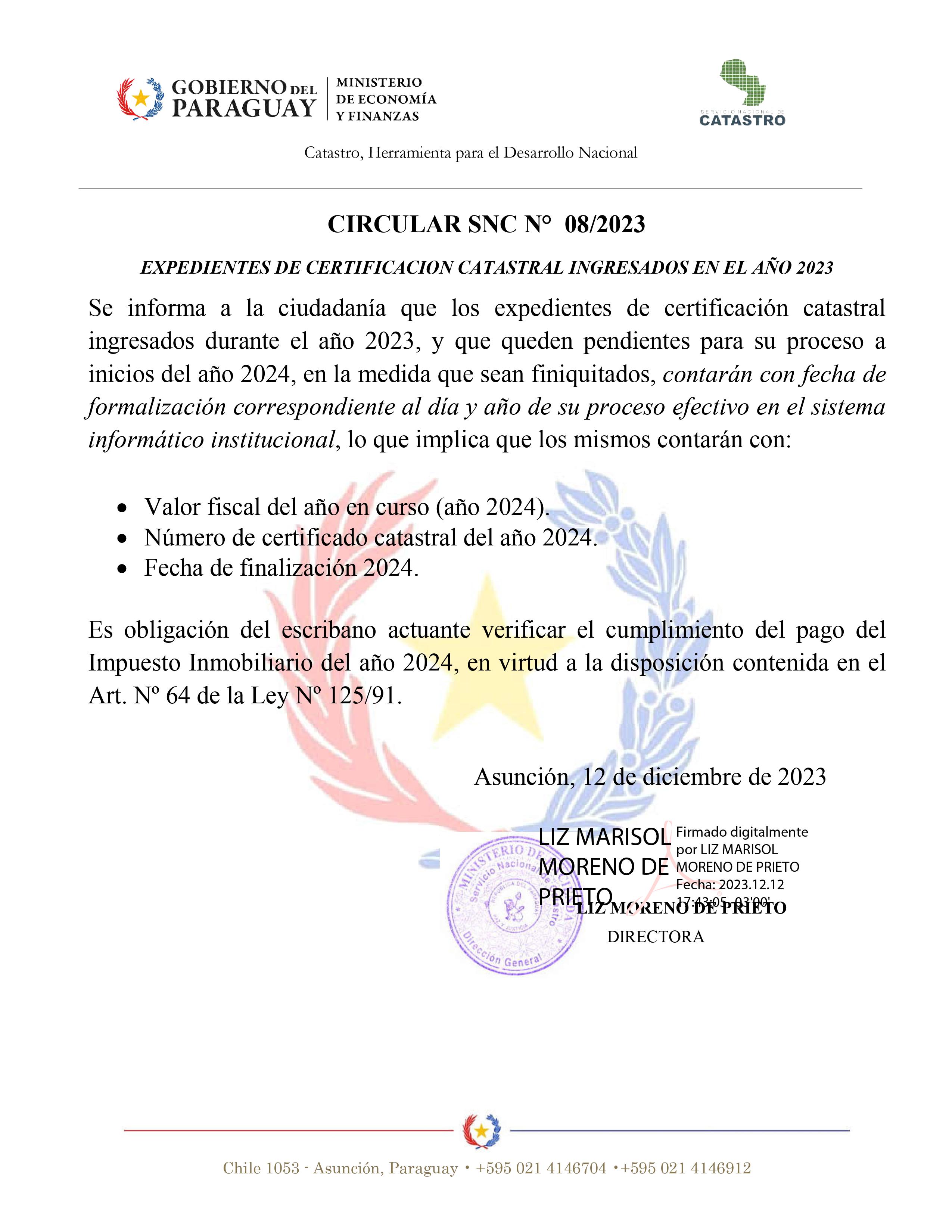 CIRCULAR SNC Nº 08/2023